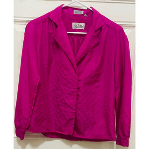 Vintage Diane Von Furstenberg Button-Up‎ Blouse Collared Career Fuchsia Size 6